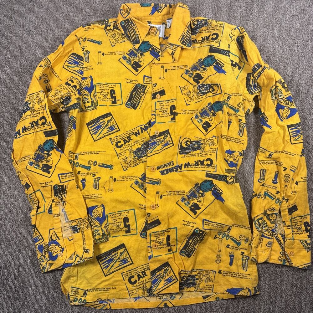 Vintage 80s 90s Car Wash Automotive All Over Print Shirt USA Adult Small